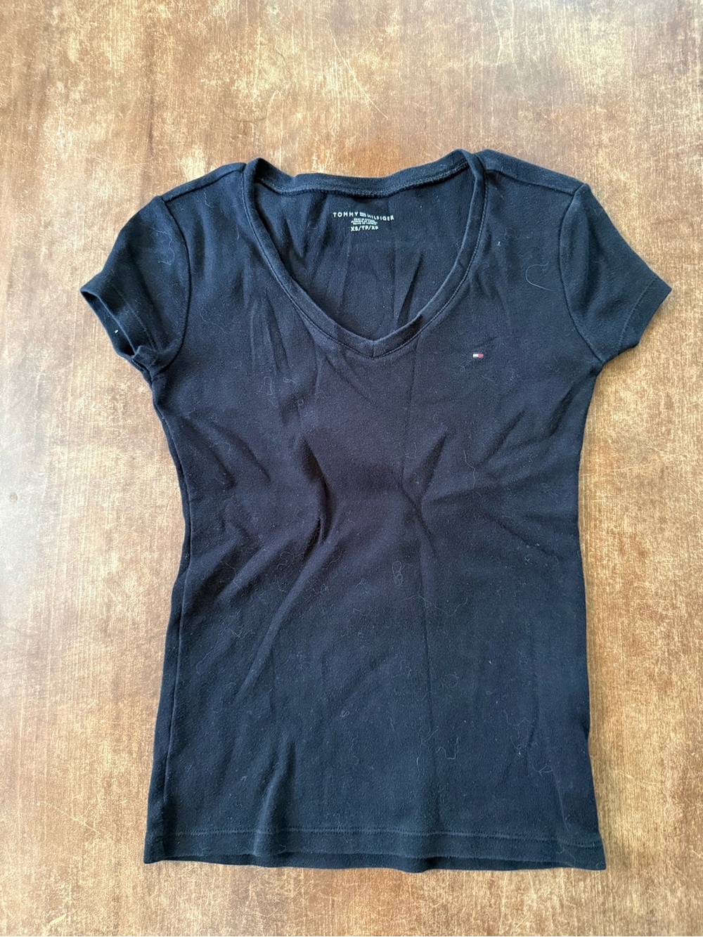 Tommy Hilfiger Black V-Neck Short Sleeve Tee